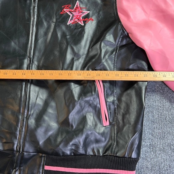 Betty Boop Varsity Jacket Men 3XL Black Pink Faux Leather Excelled Bomber Zip Up - Picture 12 of 13